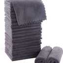 MOONQUEEN Ultra Soft Premium Washcloths Set - 12 x 12 inches - 24 Pack - Quick Drying - Highly Absorbent Coral Velvet Bathroom Wash Clothes - Use as Bath, Spa, Facial, Fingertip Towel (Grey)