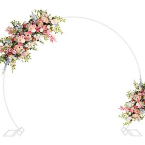 Asee'm 7.2FT White Wedding Arch Round Backdrop Stand Large Circle Metal Floral Balloon Frame for Party Anniversary Birthday Graduation Valentine Ceremony Decorations