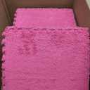 12 Pieces Thickened Plush Foam Interlocking Floor Mat,Fluffy Square Foam Tiles with 12 Edgings,Soft Anti-Slip Puzzle Area Rug Playmat for Bedroom,12X12inch,12 Tiles/11.6 Sq.Ft,Rose