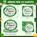 50Pcs St. Patrick's Day Oval Paper Plates and Napkins Set Serve 25 - 10" x 12.5" Large Disposable Green Paper Plates and 6.5'' Napkins with Lucky Shamrock for Irish Party Supplies Themed Tableware Set