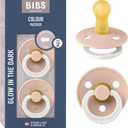 Bibs Pacifiers Color Collection, Set of 2 BPA-Free Latex Pacifiers Made in Europe, Round Nipple Baby Pacifier.
