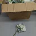Peonies Artificial Flowers, 24 Bundles Silk Fake Peonies Faux Peony Arrangements for Spring Summer Wedding Bouquet Home Bridal Baby Shower Party Event Centerpieces Vase Office(White)