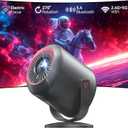 KSAN Projector with Stand, [Electric Focus] 1080P WiFi Projector with Bluetooth, Portable Movie Projector for Indoor Outdoor Use, HDMI/USB/Type C/3.5mm AV for IOS/Android/Windows/TV Stick/PS5