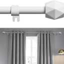 FLY HAWK Curtain Rods, 48" to 93" for Windows Curtain Rod Set, Modern Simplicity Decorative Style 5/8 Inch Metal Curtain Pole, Heavy Duty Drapery Rods with Brackets White
