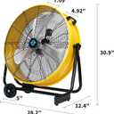 Tornado 24" Metal Drum Fan - High Velocity, 7700 CFM, 3-Speed, Heavy Duty for Industrial & Commercial Use, 1/3 HP Motor, 8 FT Cord, ETL Listed