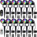 SUNVIE RGBW Low Voltage Landscape Lights Color Changing 12W LED Landscape Lighting Outdoor Waterproof Remote Control for Garden Yard Pathway Christmas Decorative Lighting, 12 Pack with Connector