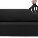 Asnomy Couch Covers for 3 Cushion Couch Stretch Sofa Covers Slipcovers, Pet Protector Furniture Covers for Dogs Cats Spandex Jacquard Fabric Small Checks X-Large Black