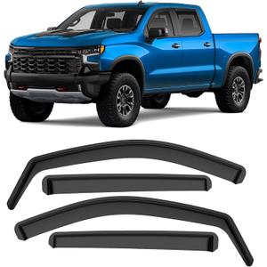 in-Channel Rain Guards Fit for Chevy Silverado 1500 2019-2024 Crew Cab, Durable Side Windows Rain Guard Compatible with GMC Sierra 1500 Crew Cab 2019-2024 Wind Deflectors Black - 4 PCS