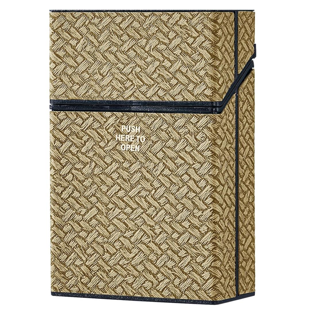 3 x Cigarette Case, Woven Pattern with Elastic Switch, Up to 20 Cigarettes for 85mm King Size (Brown)