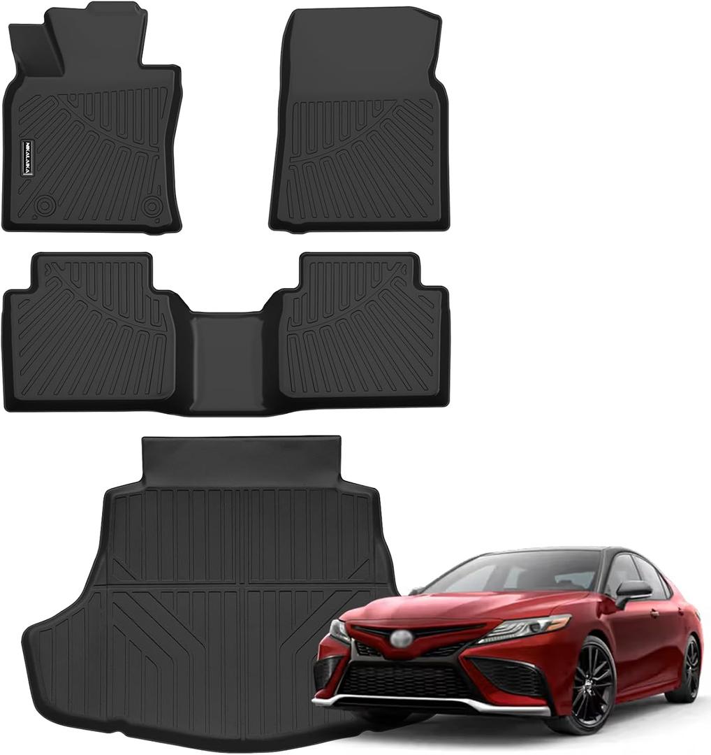Floor Mats & Cargo Liner for 2018 2019 2020 2021 2022 2023 2024 Toyota Camry (FWD Only, Not for Hybrid) All Weather Protection TPE Rubber Full Set Floor Liners & Trunk Mat 2024 Camry Accessories