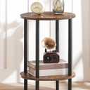 Round Side Table, 2-Tier End Table, Small Round Nightstand with Sturdy Metal Tube, Industrial Circular Coffee Table, for Living Room, Bedroom, Rustic Brown and Black TBZ01BF