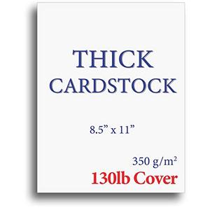 Extra Heavy Duty 130lb Cover Cardstock - Bright White - 350gsm 17pt Thick Paper for Inkjet & Laser Printers - 8-1/2" x 11" - 100 Pack