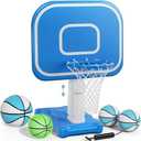 Uladis Pool Basketball Hoop, Pool Toys with Adjustable Height Includes 4 Balls(Size 6, 2×Size 3, Glow)/1 Nets/Pump for Indoor Outdoor Poolside Water Basketball Game, Fun Swimming Pool Games for Kids Adults