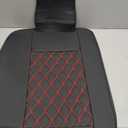 Huidasource Rear Seat Cover, Nappa Leather Back Seat Cover Velcro Adjustable, Compatible with Armrests, Seat Belts, Child Safety Seats, Fit for Most Cars SUVs Trucks (Back Row/Black&Red)