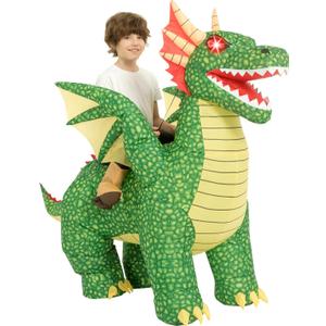 One Casa Inflatable Costumes for Kids,Blow Up LED Light Eyes Dragon Suit,Ride On Halloween Costumes for Boys Girls (4-6YRS)
