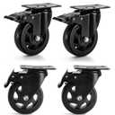 Yarlung 4 Pack 4 Inch Caster Wheels, Heavy Duty Swivel Plate Casters with Brake, 360 Rotating Dual Locking Caster No Noise PVC Wheel for Cart, Furniture, Workbench, Set of 1000 Lbs Load Capacity