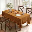 MIULEE Velvet Table Cloth with Decorative Ruffle Edge Luxurious Soft Washable Rectangular Tablecloth Thick Wrinkle-Resistant Oblong Table Cover for Kitchen Dining Party Wedding 60x102 Inch, Gold