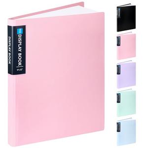 Sooez Art Portfolios 9"x12", 40 Pockets Large Portfolio Folder Display 80 Pages, Heavy Duty Art Portfolio Folder with Clear Sheet Protectors, Presentation Book for Artwork Document Organizer Binder (Pink)