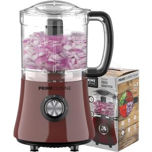 Electric Vegetable Chopper & Food Processor, 3 Cup Capacity, For Mincing, Emulsify and Puree (Burgundy)