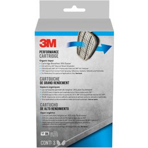 3M Organic Vapor Performance Cartridge, 3 Pairs, For Use With 3M 6000, 6500 & 7500 Series Facepieces, NIOSH-APPROVED OV For Use Against Certain Organic Vapors, Easy-To-Attach Design (6001P3-DC)