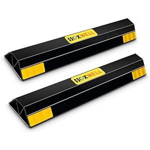 HOXWELL (New Updated 18" 2 Packs Heavy Duty Parking Stopper for Garage, Parking Gadgets Protects Car, Parking Aid Easy to Install 2 PCS, 18" L x 3.7" W x 1.8" H Black