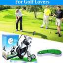 Golf Pen Holder with 3 Club Pens and Movable Golf Cart, Mini Golf Bag Desk Decor for Office, Funny Golf Gifts for Men, Dad, Boss - Stocking Stuffers for Golfers on Birthday, Christmas, Fathers Day