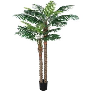 7FT UV-Resistant Faux Palm Tree84in Realistic Artificial Palm Tree Indoor Outdoor, Tropical Fake Plant for Home Office Patio Poolside Yard Christmas Hotel Gift