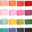 qiqee 100Pcs Wide Large Paper Gift Bags with Handles - 13"x4.5"x10" Kraft Small Party Bags - 16 Solid Colors