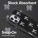 2 x Crossbody Case for iPhone 16 Pro Max - Black with Stylish Silver Detachable Chain - Silver Bows