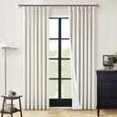 Natural Pinch Pleated Linen Blackout Curtains 84 Inch Length 2 Panels for Bedroom Living Room Darkening Thermal Insulated Cream Birch Boho Neutral Back Tab Pinch Pleat Lined Window Curtain 84 Inches