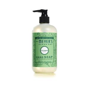 MRS. MEYER'S CLEAN DAY Liquid Hand Soap, Cruelty Free and Biodegradable Hand Wash Formula Made with Essential Oils, Cucumber Scent, 12.5 Ounce Bottle
