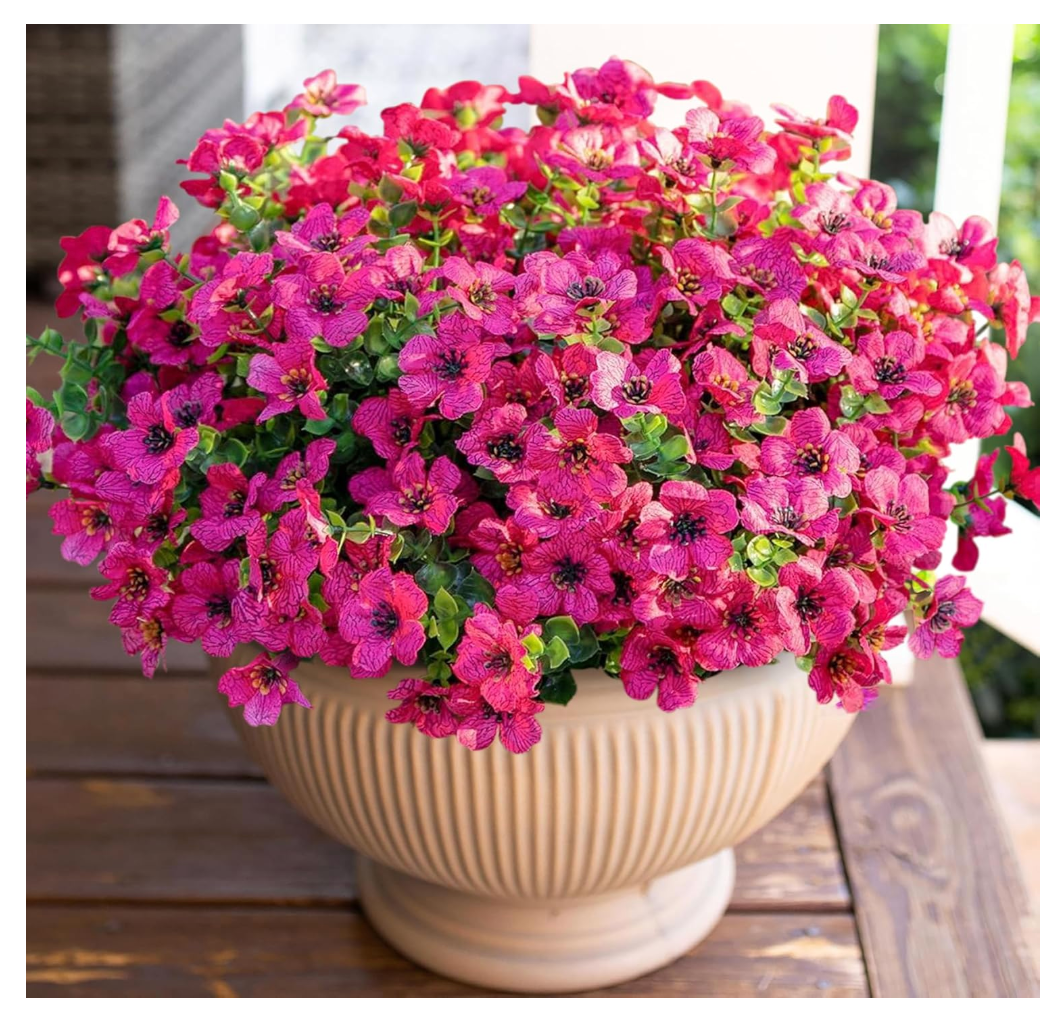 Artificial Flowers for Outdoor Indoor Garden Home Decoration, Plastic Faux Flowers, Faux Flower Daisy with Eucalyptus Leaves Fake Plants Greenery Boxwood Porch Patio, Decorative Faux Flower Daisy (E)