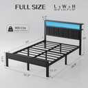 OLEVS Full Size Bed Frame with LED Lights & Charging Station, Modern Platform Bed with Upholstered Storage Headboard, No Box Spring Needed Easy Assembly