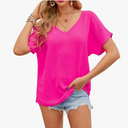 Womens T Shirts Sexy V Neck Spring Summer Loose Classic Fit Solid Color Blouse Trendy Comfy Tank Tops, XXL