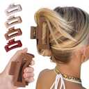 4Pcs Cloud Claw Clips for Women, 4.2 inch Soft Silicone Hair Claws, Non-Slip Strong Hold, Flexible for Thin/Thick/Curly Hair, All-Day Comfort, Matte Jaw Clip(Red, Espresso, Lavender, Pink)