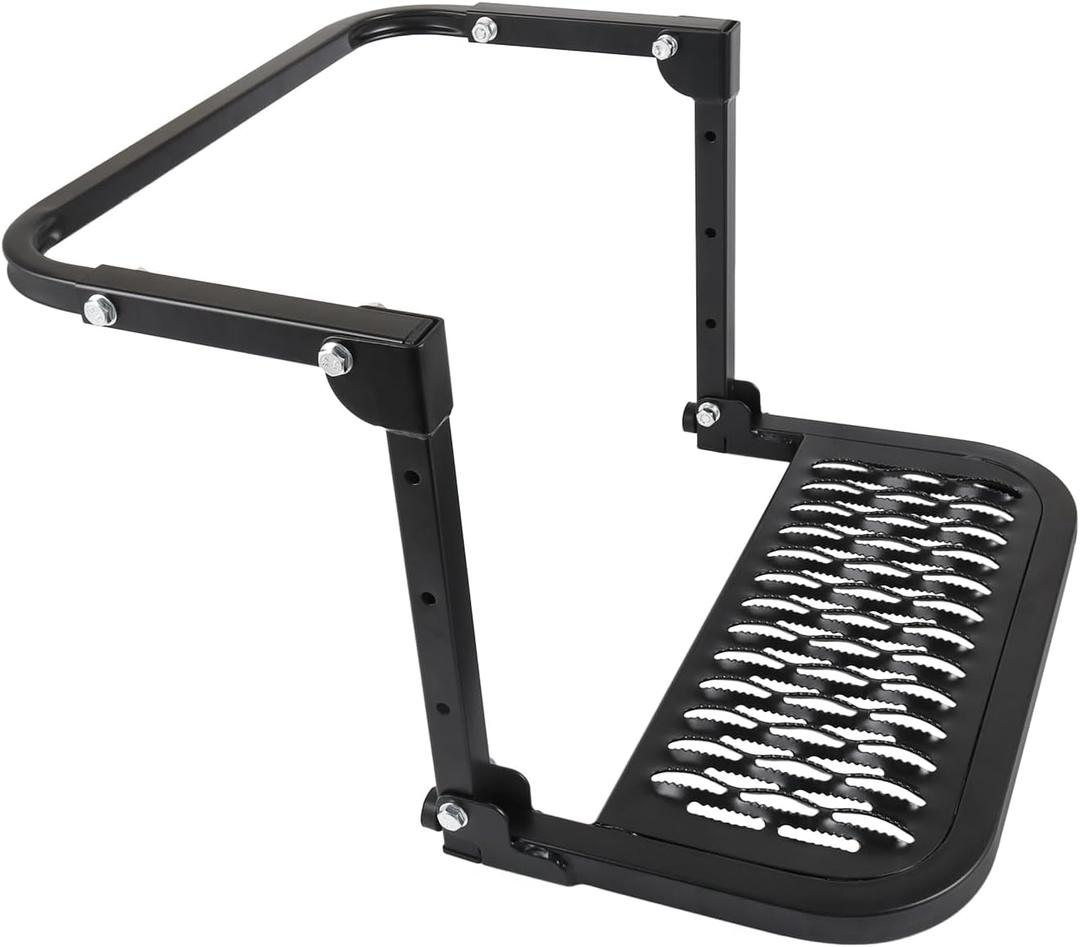 DICMIC Folding Heavy Duty Tire Step for Truck, SUV and RV Adjustable Tire Mounted Step Fit Most Tire from 10.2 to 14.4, Rated up to 300 Lbs, Shark Jaw Shape Non-Slip Design, Black