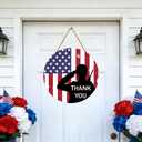 Memorial Day Decorations Patriotic Wreath American Soldier Salute Thank You Hanging Sign Memorial Day Wreath Wooden Front Door Hanger 4th of July Decorations for Porch Wall Indoor Home Decor