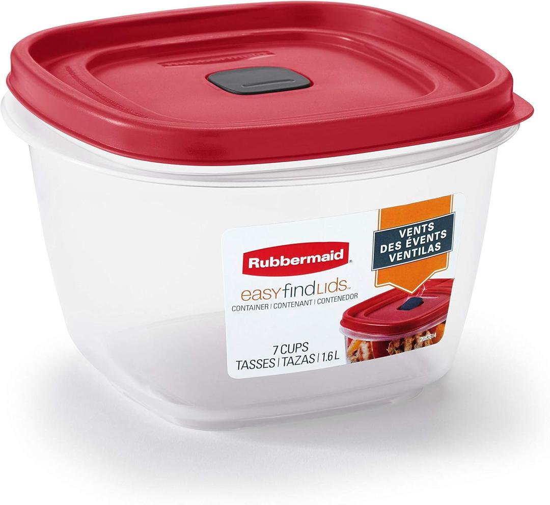 Rubbermaid Easy Find Vented Lid Food Storage Containers 7-Cup Red (1 Count (Pack of 1))
