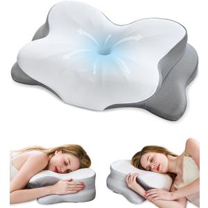Cervical Neck Pillow, Ergonomic Memory Foam Pillow for Neck Pain Relief with Dual-Height Design, Breathable Pillowcase, Neck Support for Side Back & Stomach Sleepers, Odorless White 1 pcs