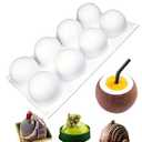 OCPO KITCHEN 3D Sphere Shape Silicone Mold for Baking Mousse Cake, 3D Ball Silicone Baking Mold for Candy Pastry Chocolate Truffle Cupcake Jelly Cookie Pudding Cake Decoration Mold, 8-Cavity