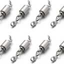 Zpsolution Screw Locking Magnetic Necklace Clasps and Closures Safety Easy Jewelry Clasps 6mm Light and Small Keep The Clasp in Back 8pcs Silver