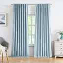 Pinch Pleated Blackout Curtain Panels with Full Blackout Liner Linen Texture Window Treatment Sets with Back Tab for Living Room Bedroom Thermal Insulated Drape with 9 Hooks, 40"x90"x2, Dusty Blue