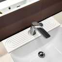 Stone Faucet Mat For Kitchen Sink, Kitchen Faucet Absorbent Mat, Kitchen Sink Splash Guard Stone, Super Absorbent, Diatomite Faucet Mat For Bathroom Counter (White) (15.7" x 3.9")