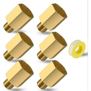 1/8 Inch Male x 1/4'' Female NPT Brass Pipe Fitting Reducer Adapters, Water Line Adapter, Stop Valve, Brass Pipe Extension Connectors for Kitchen Bathroom, 6PCS (1/8" Male x 1/4" Female)