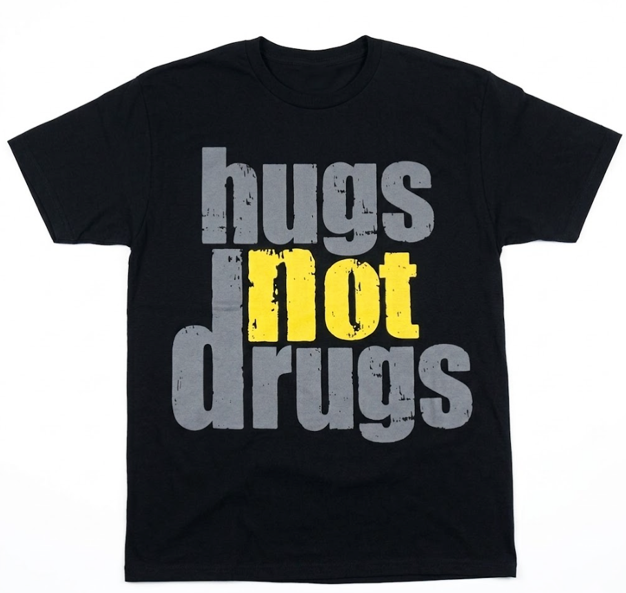 Hugs Not Drugs T-Shirt, L 