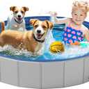 Dog Pool for Large Dogs, Foldable Plastic Pool for Dogs Slip-Resistant (XL - 63'' x 12'')