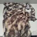 BEAUDRM Women's Tie Dye Mesh Long Dress Ruched Asymmetrical Neck Long Bell Sleeve Maxi Dress Elegant Dresses (Large, Grey Brown)