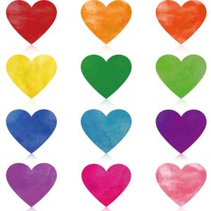 Tenare 72 Pcs Heart Paper Cutouts Watercolor 5.5 Inch Large Heart Shaped Cut Outs Bulk Decorations for Classroom Bulletin Board Wedding Baby Shower Party Decor Cardstock DIY Craft