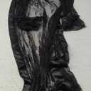 Sexy Night Gowns for Women with Satin Belt, Full Lace Coverage Kimono Robes, for Bridal, Maternity & Lounge Wear, Swimwear (One Size, Black)