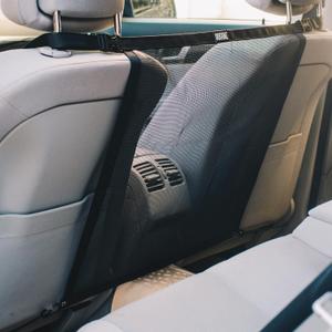 Dog Car Net Barrier - Universal Fit Sturdy Mesh, Easy to Install, Convenient for Air Conditioning, Easy to Clean & with Flexible Bungee Cords for Seat Movement